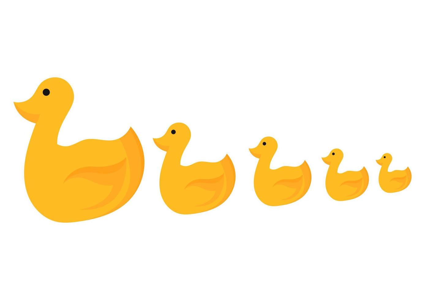 illustration of a mother duck and chicks lining up vector
