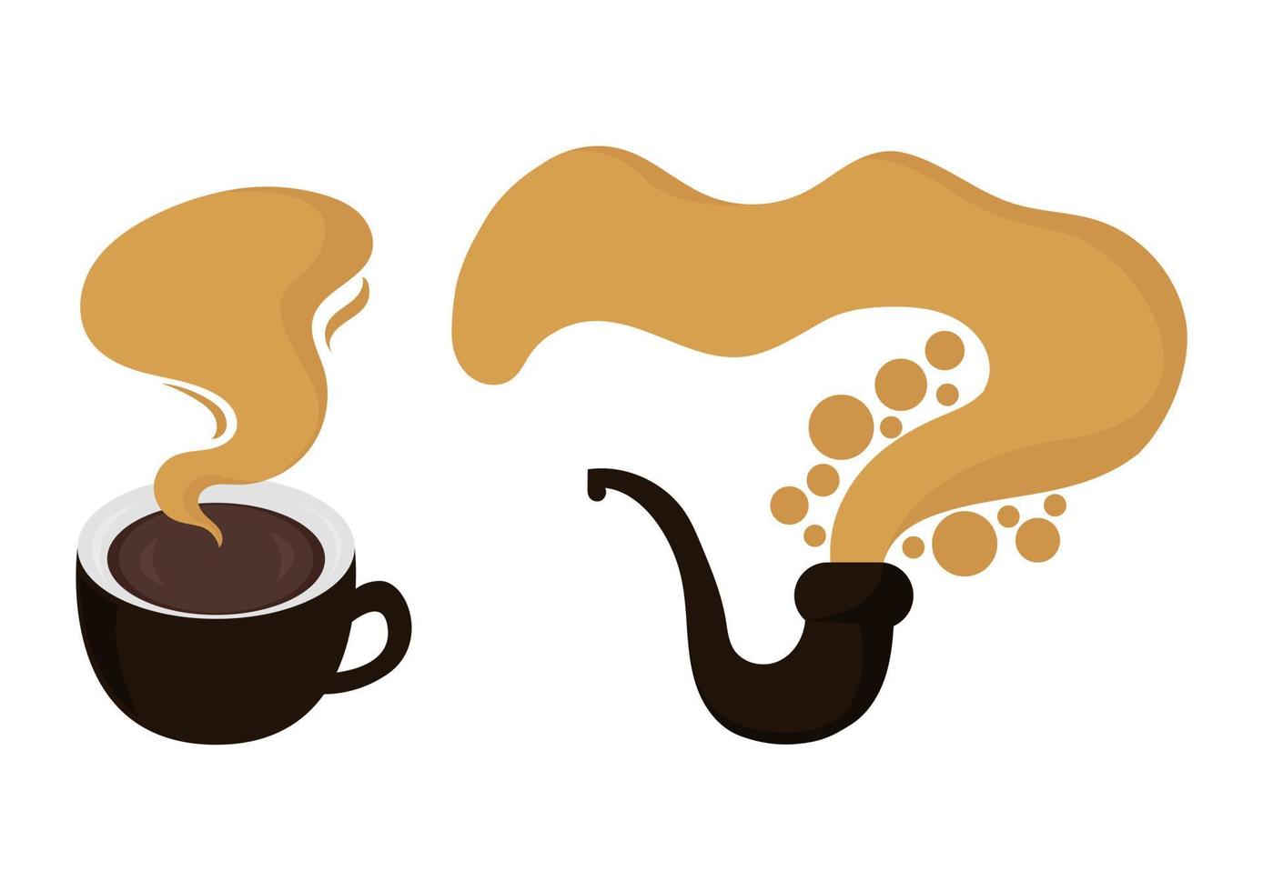 a cup of coffee and a smoking pipe vector