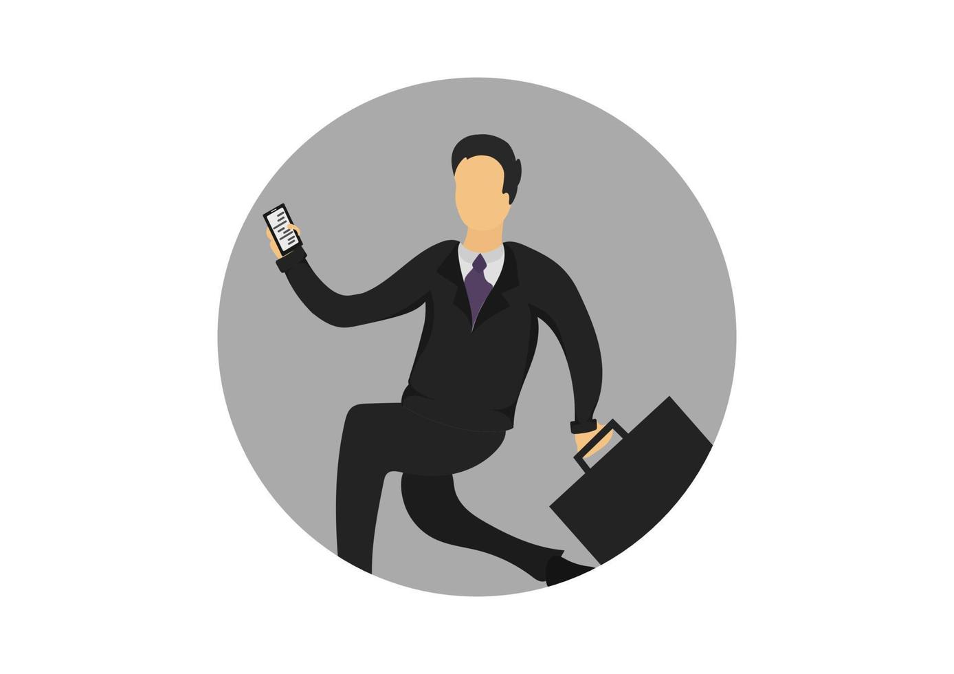 illustration of a man late for work vector