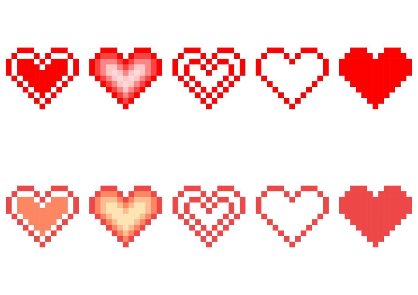 colección de diseños de corazones con temas de diseño de píxeles vector