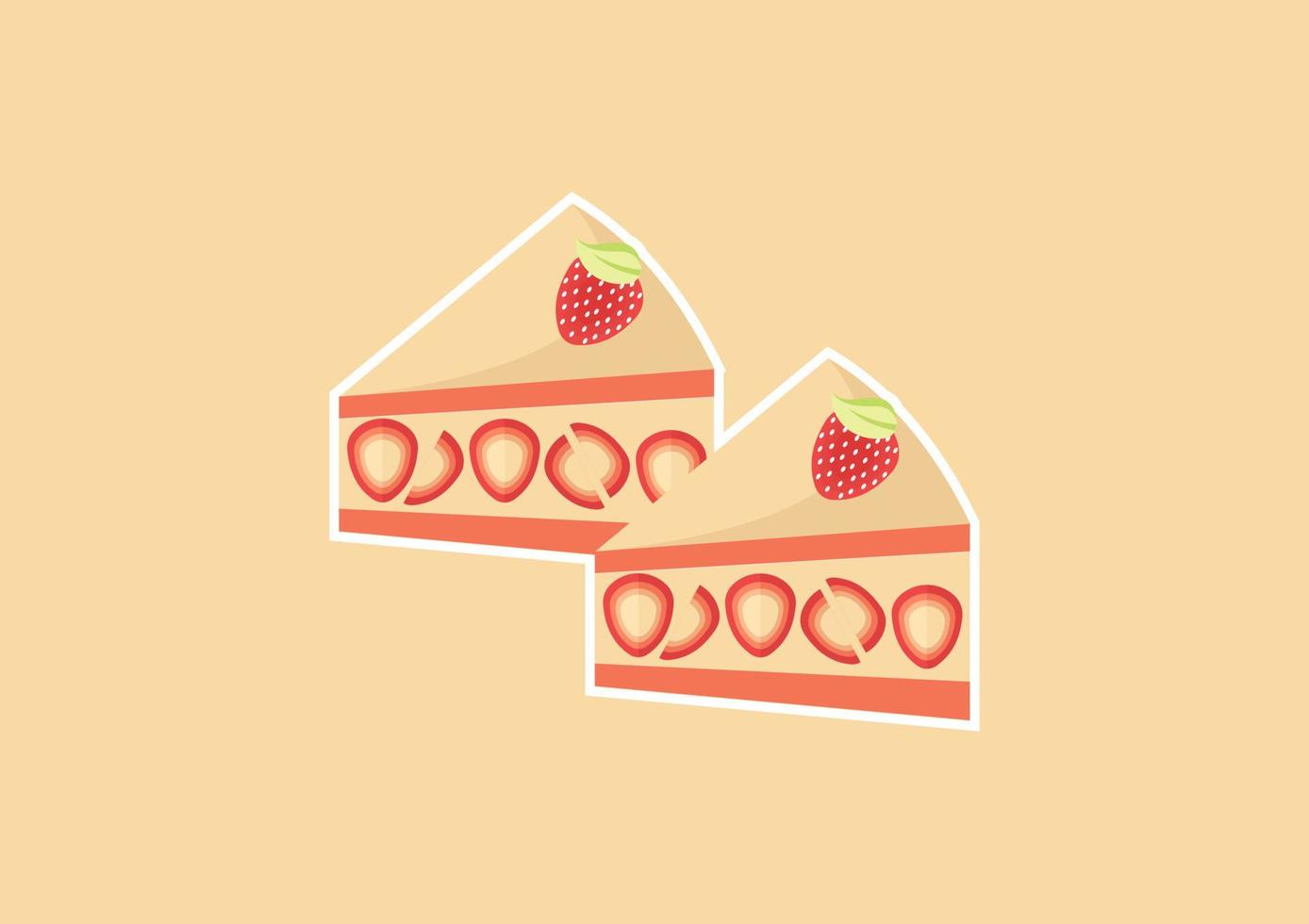illustration of a slice of strawberry cake vector