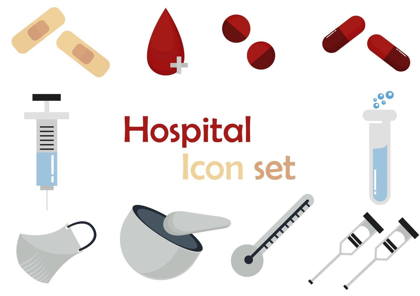 una colección de ilustraciones con un tema hospitalario vector