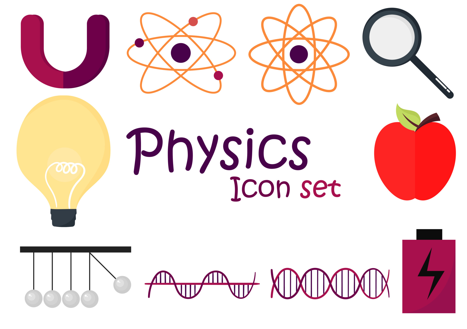 a collection of illustrations on a physics theme 3807248 Vector Art at Vecteezy