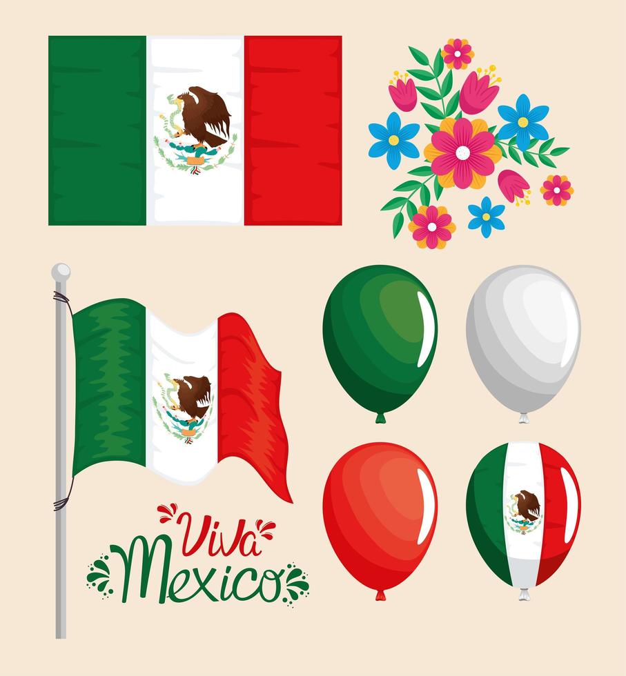 iconos de viva mexico vector