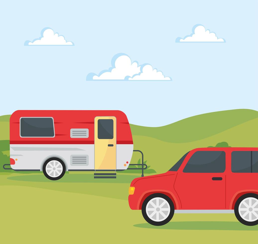 red camper trailers vector