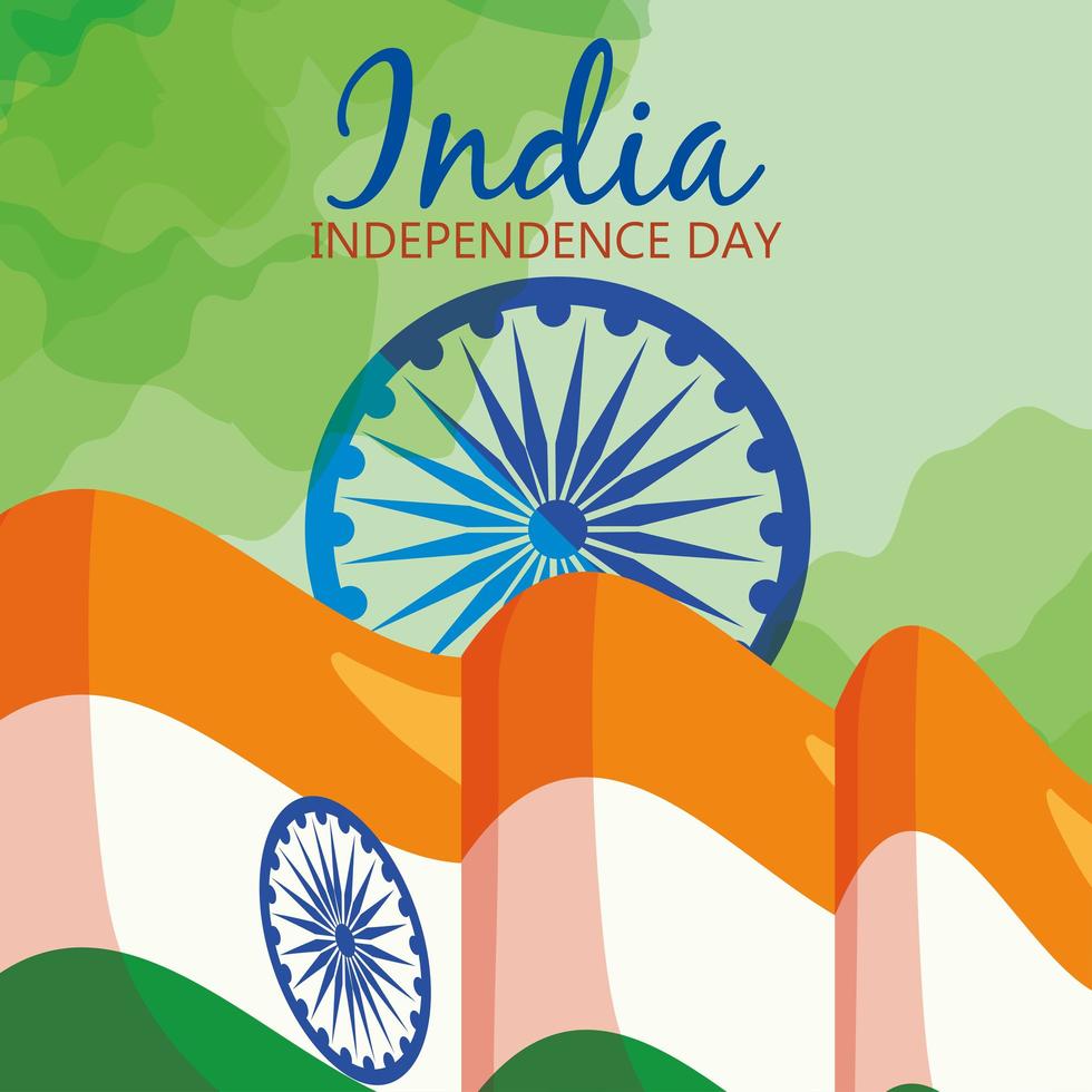 india independence day flag with ashoka chakra vector