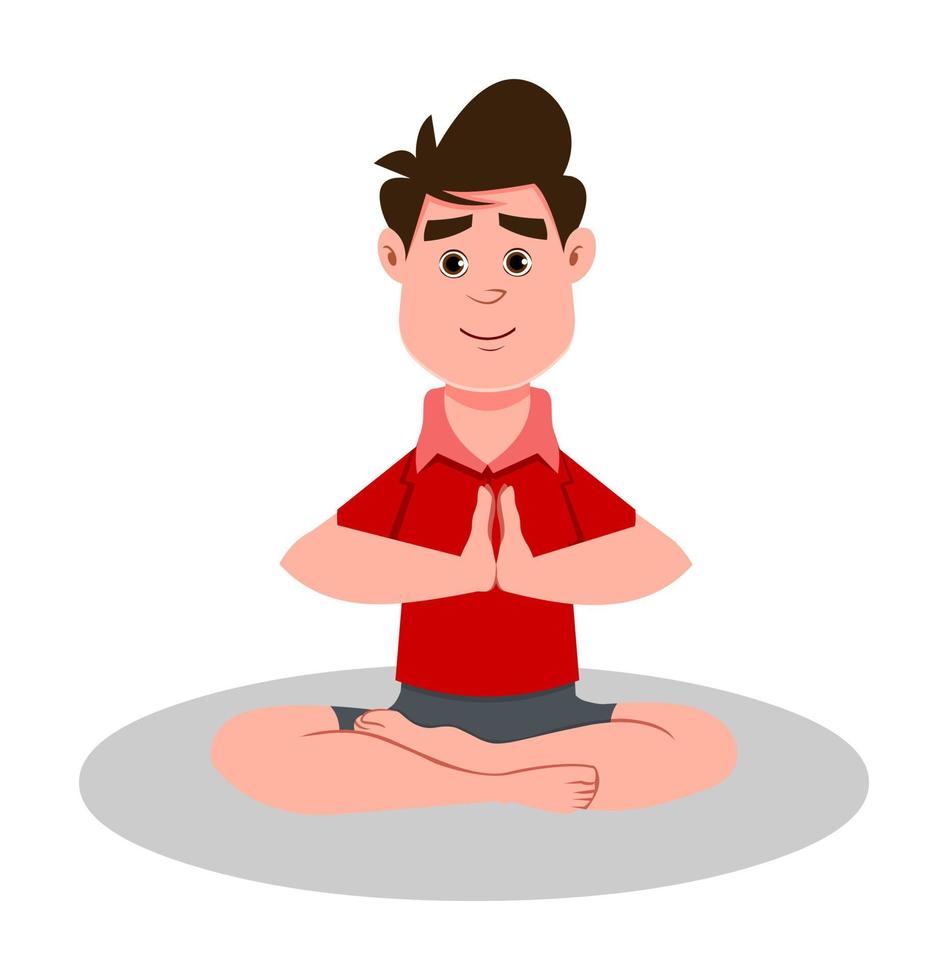 cute boy practice yoga vector