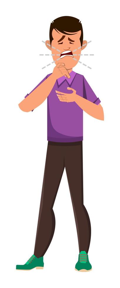 boy coughing concept vector