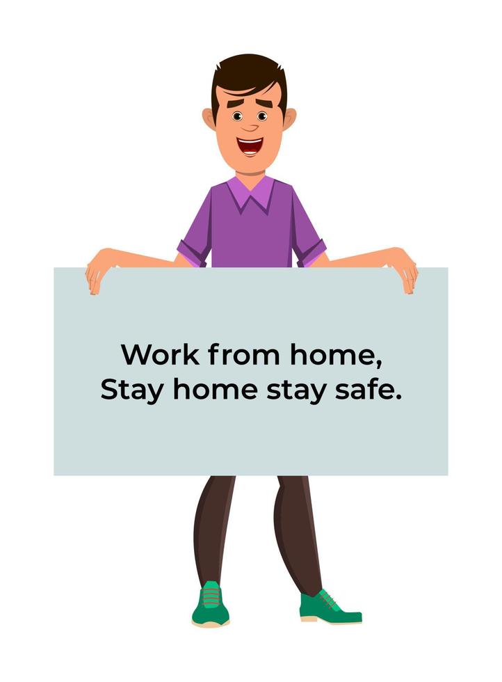 work from home, stay home stay safe vector