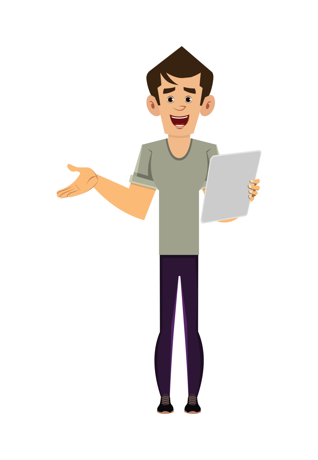 casual man cartoon character holding a tablet and talking 3807465 Vector Art at Vecteezy casual man cartoon character holding a tablet and talking 3807465 Vector Art at Vecteezy