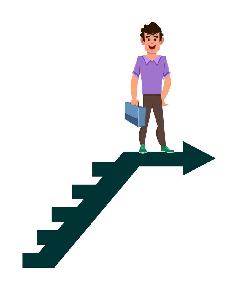 businessman standing on his success goal vector