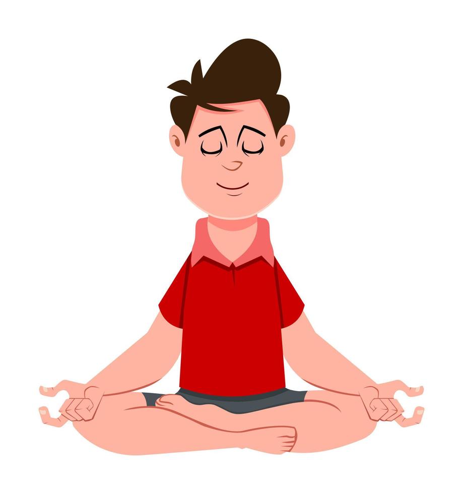cute boy doing yoga vector