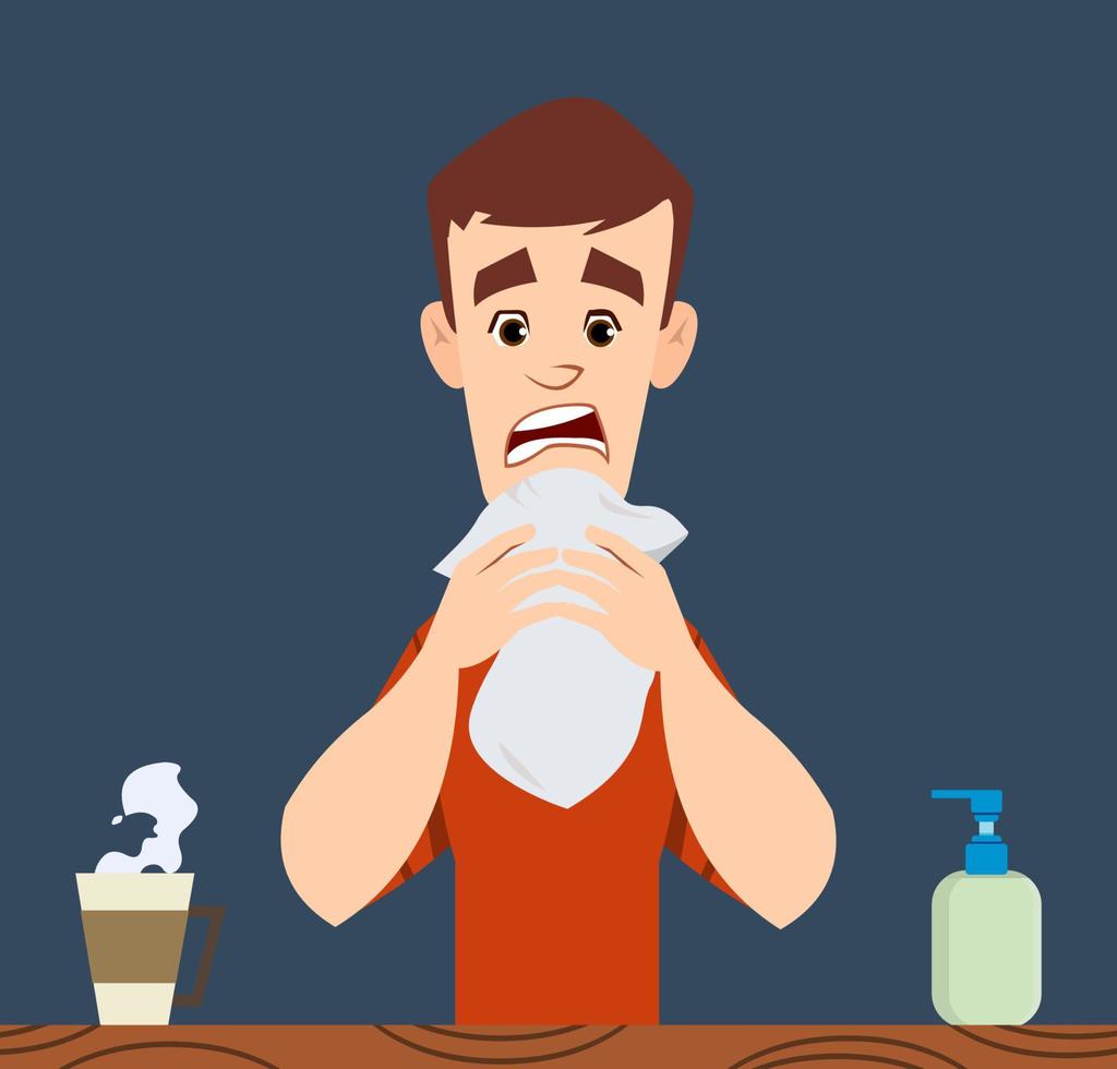handsome man coughing. coronavirus symptom concept vector