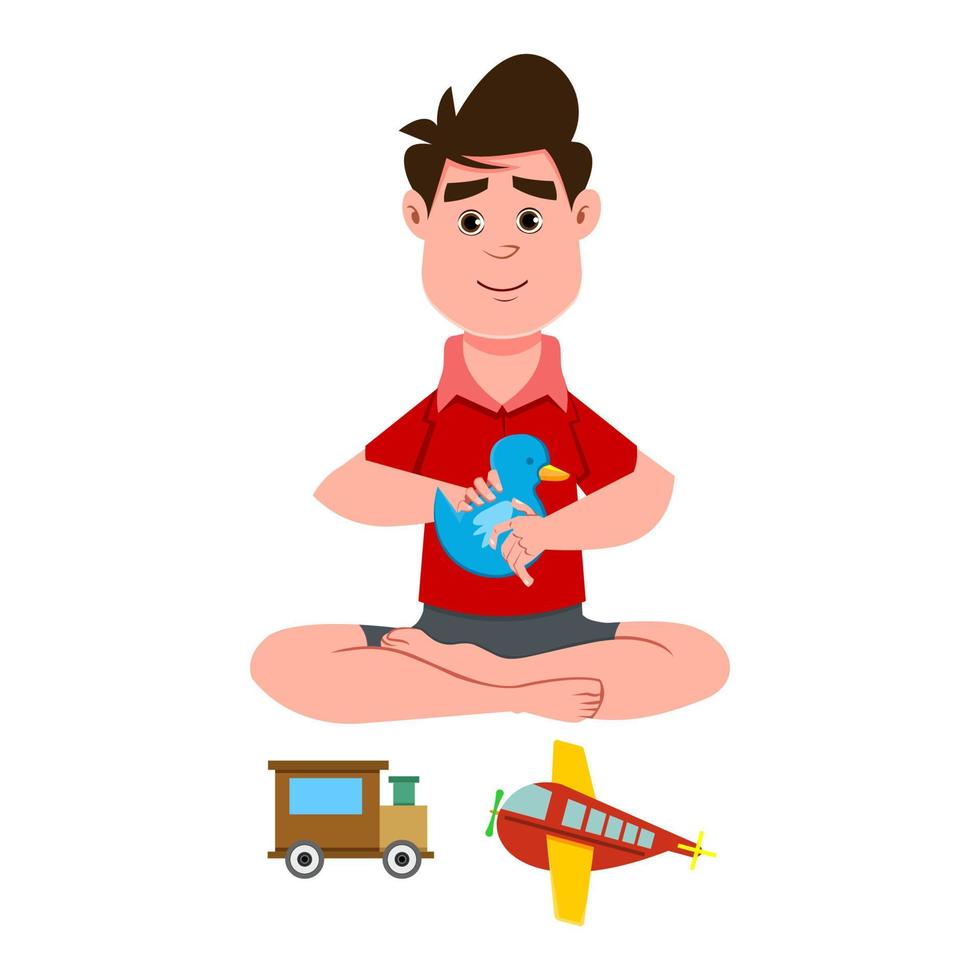 cute boy playing with toys vector