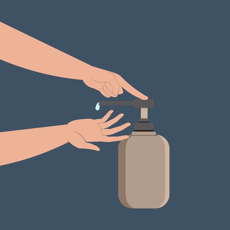Disinfect hands with sanitizer gel vector