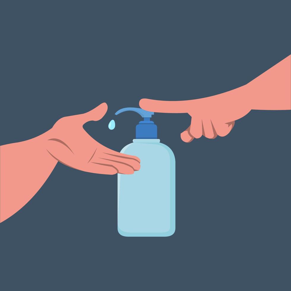 Disinfect hands with sanitizer vector
