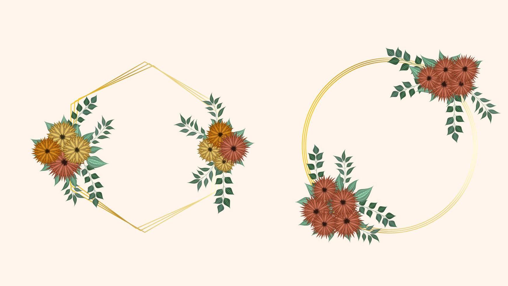 Set of vector floral elements flowers frames detailed greeting cards