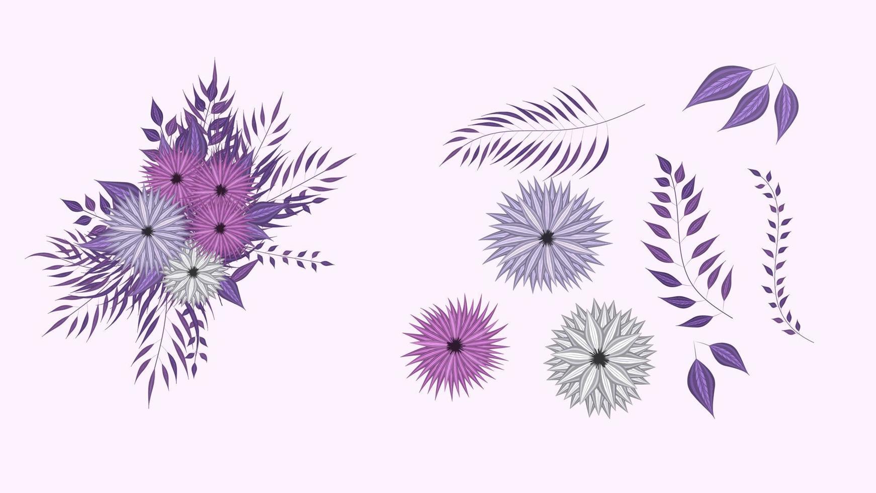 colección de elementos florales flores de primavera elementos de clip art detallados vector