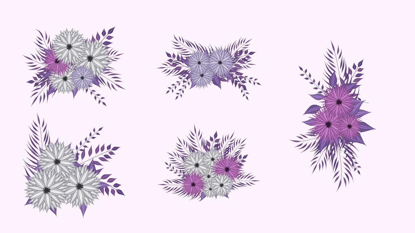 Floral arrangement bunch isolated beautiful flowers design elements vector