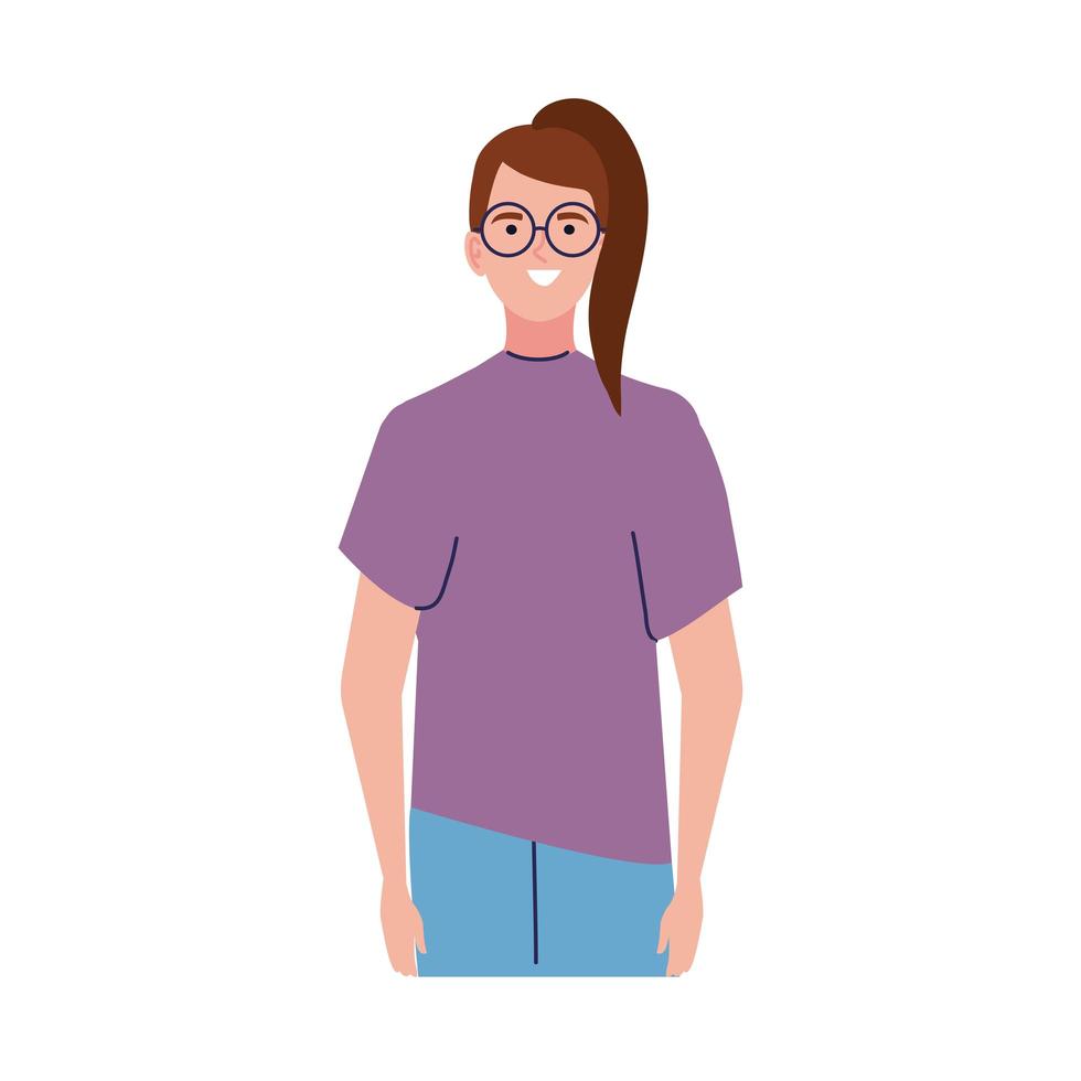 mujer con gafas avatar vector