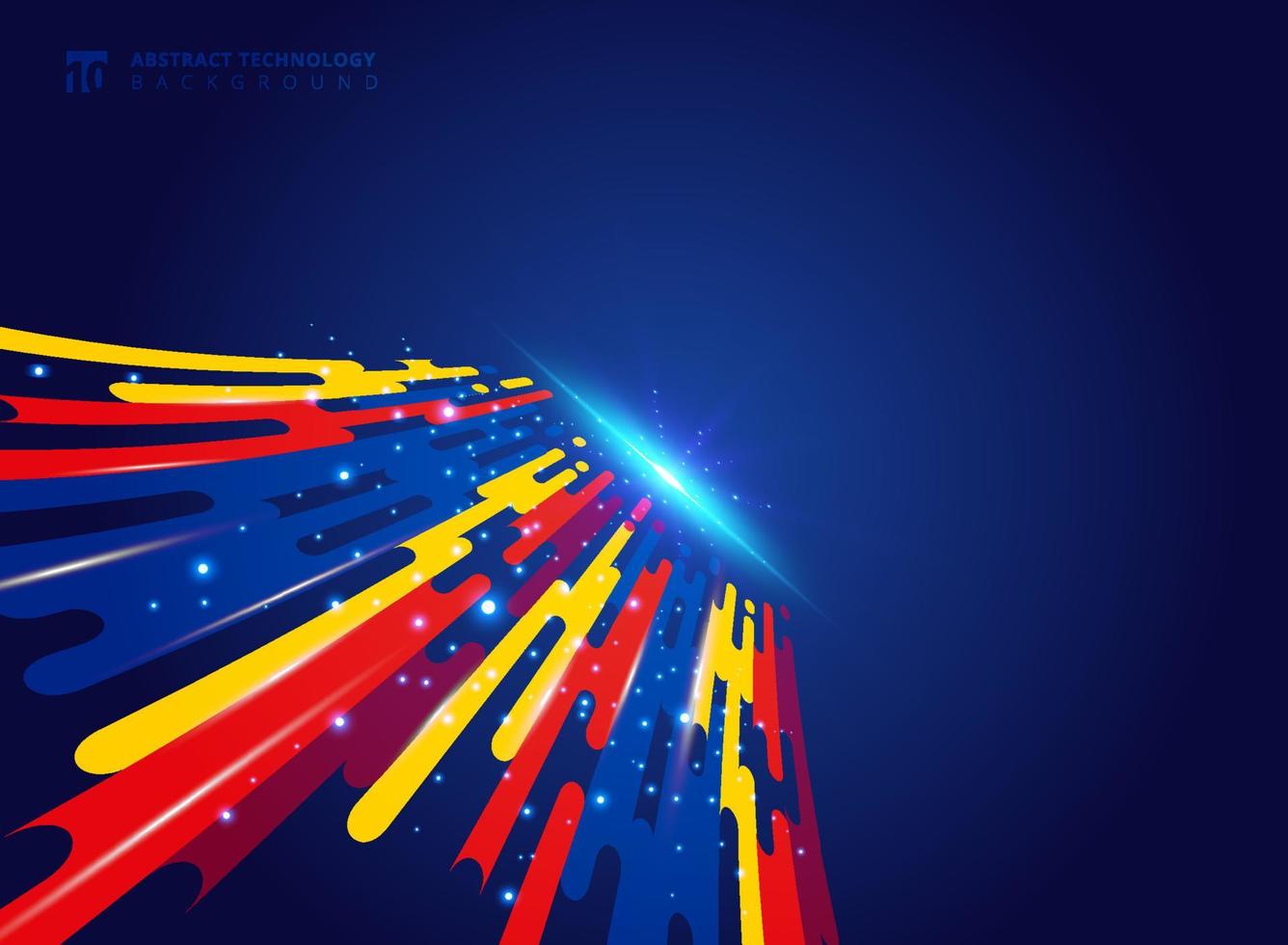 Abstract colorful geometric rounded lines halftone transition perspective motion on blue background vector