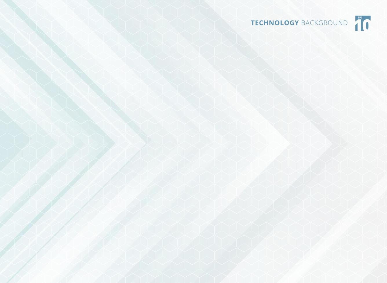 Abstract geometric white arrows overlapping background and hexagons pattern texture technology futuristic concept. vector