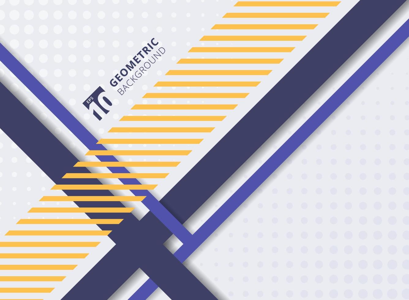 Abstract geometric and lines pattern halftone stripes and shapes blue, yellow, white background and texture. vector