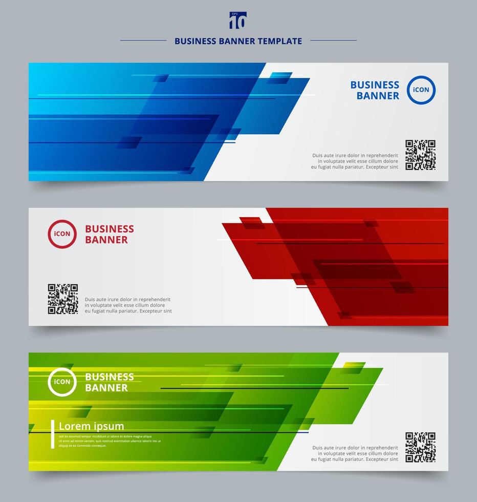 Set of banner web headers template abstract geometric design background technology concept vector