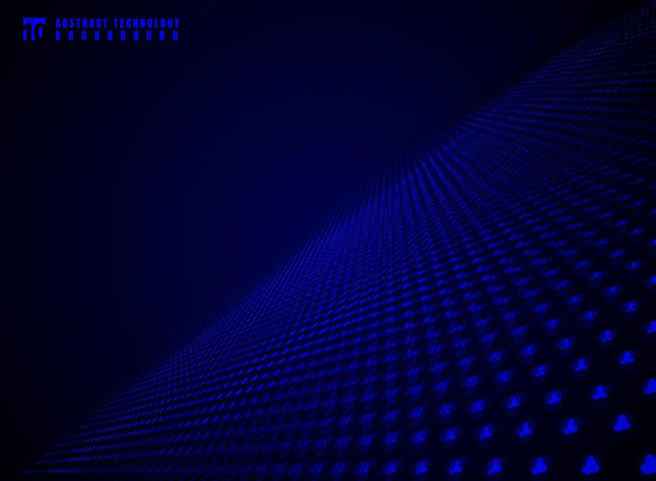 Abstract technology futuristic data visualization particle dynamic blue dots pattern on darkness background and texture with copy space. vector