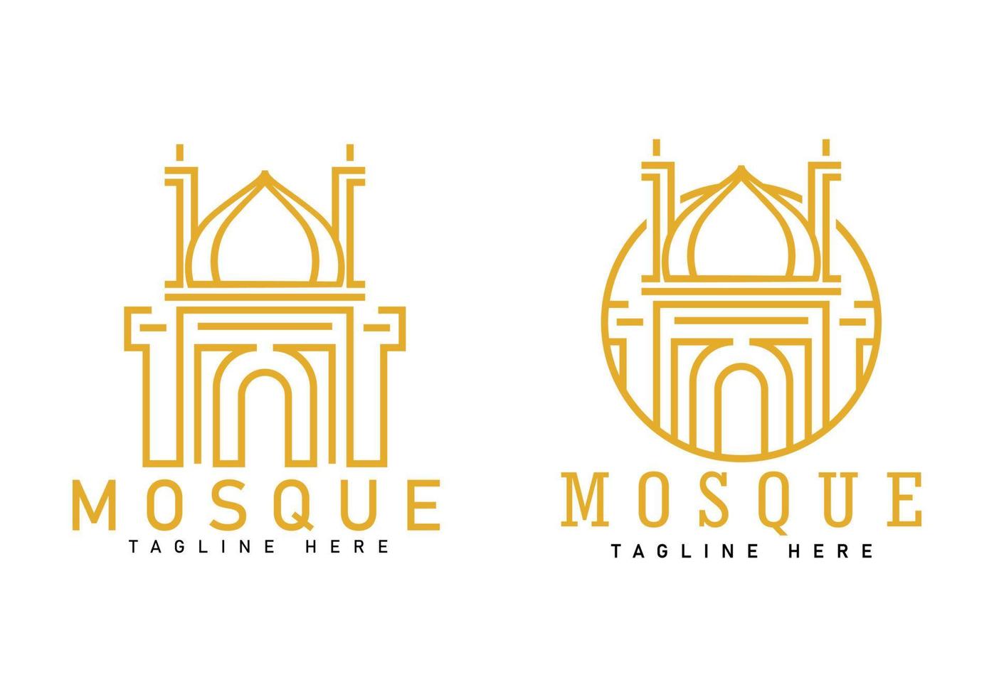 Simple mosque mono line logo. vector