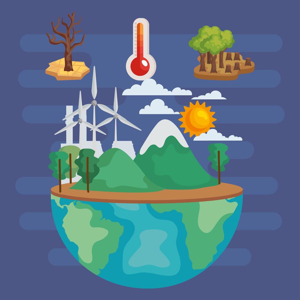 planet with issues environmental vector