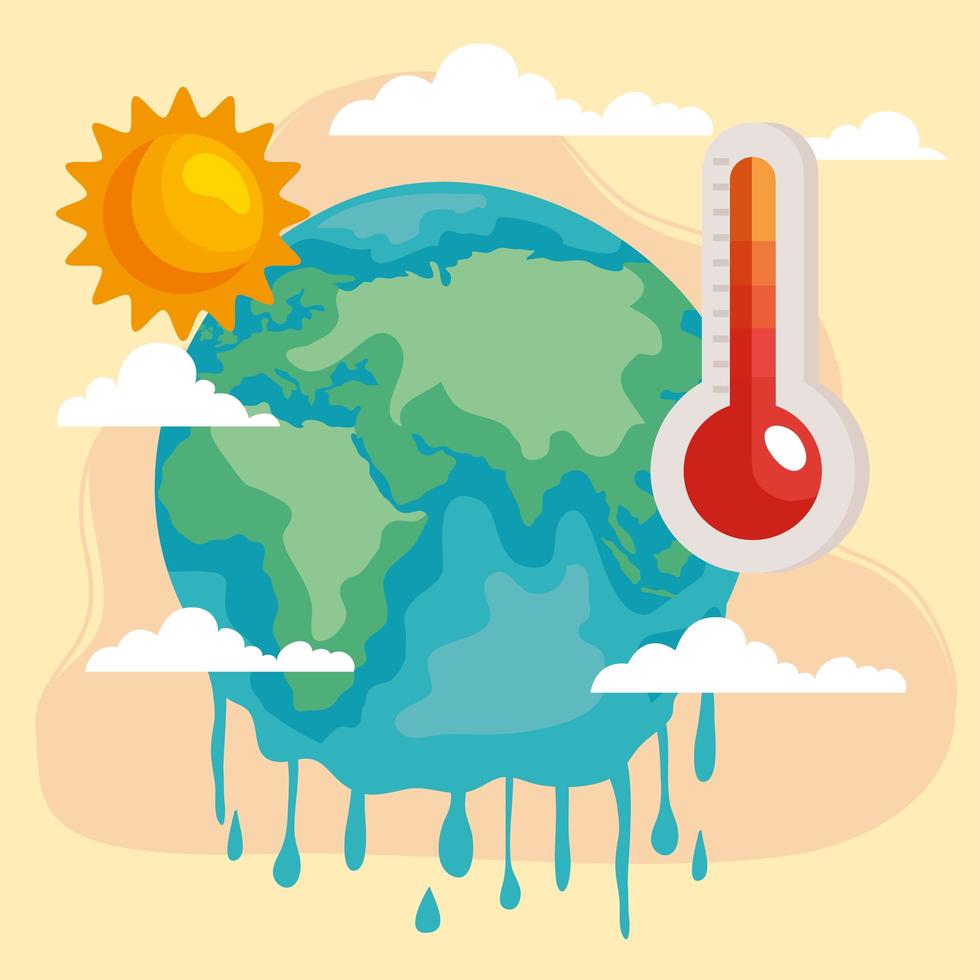 melting world due warming global vector
