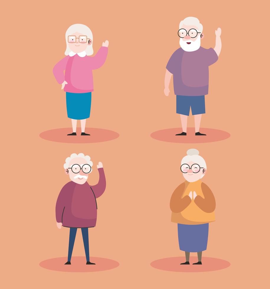 Grandfather and grandmother icon set vector
