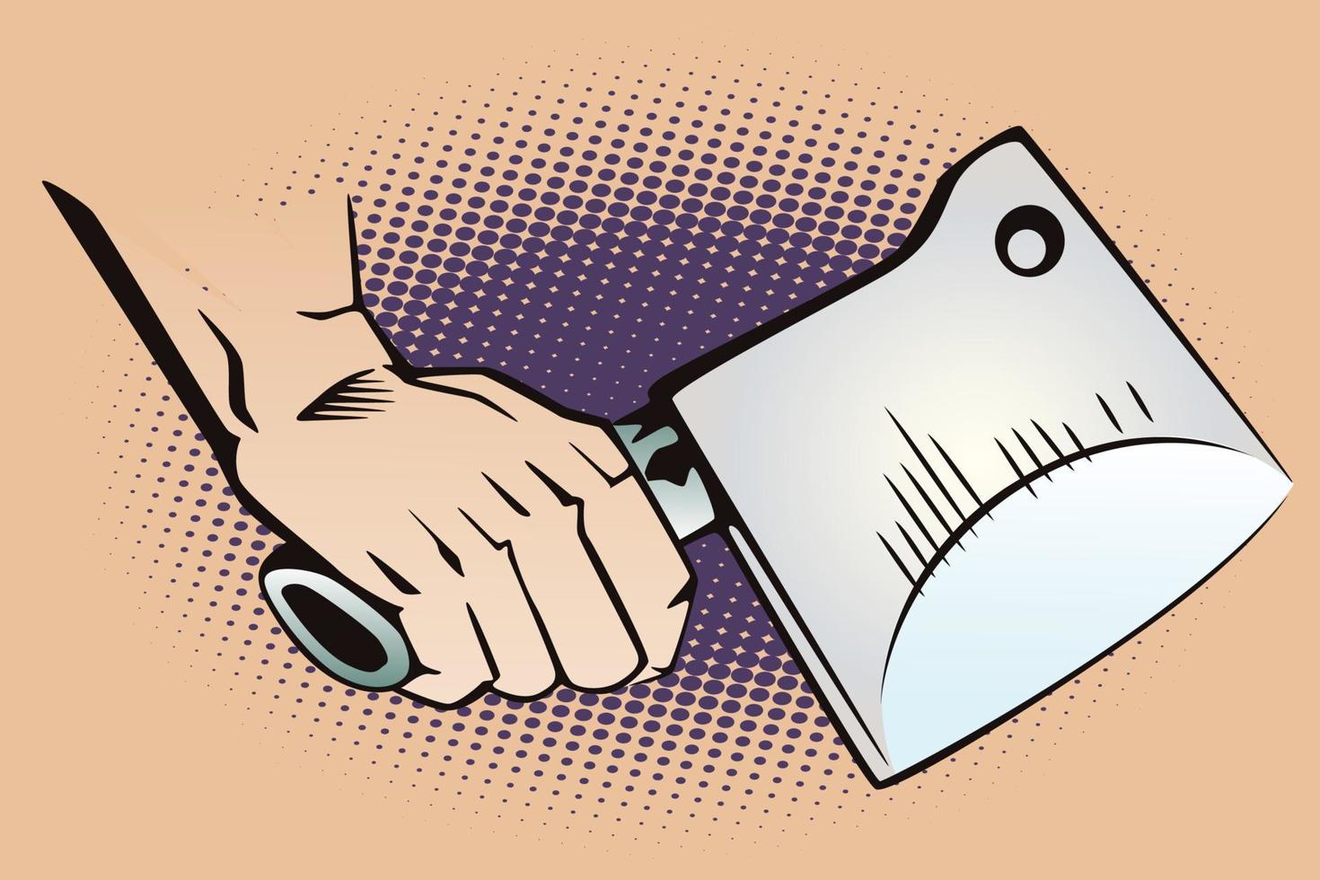 Stock illustration. Style of pop art and old comics. Hand with a hatchet. vector