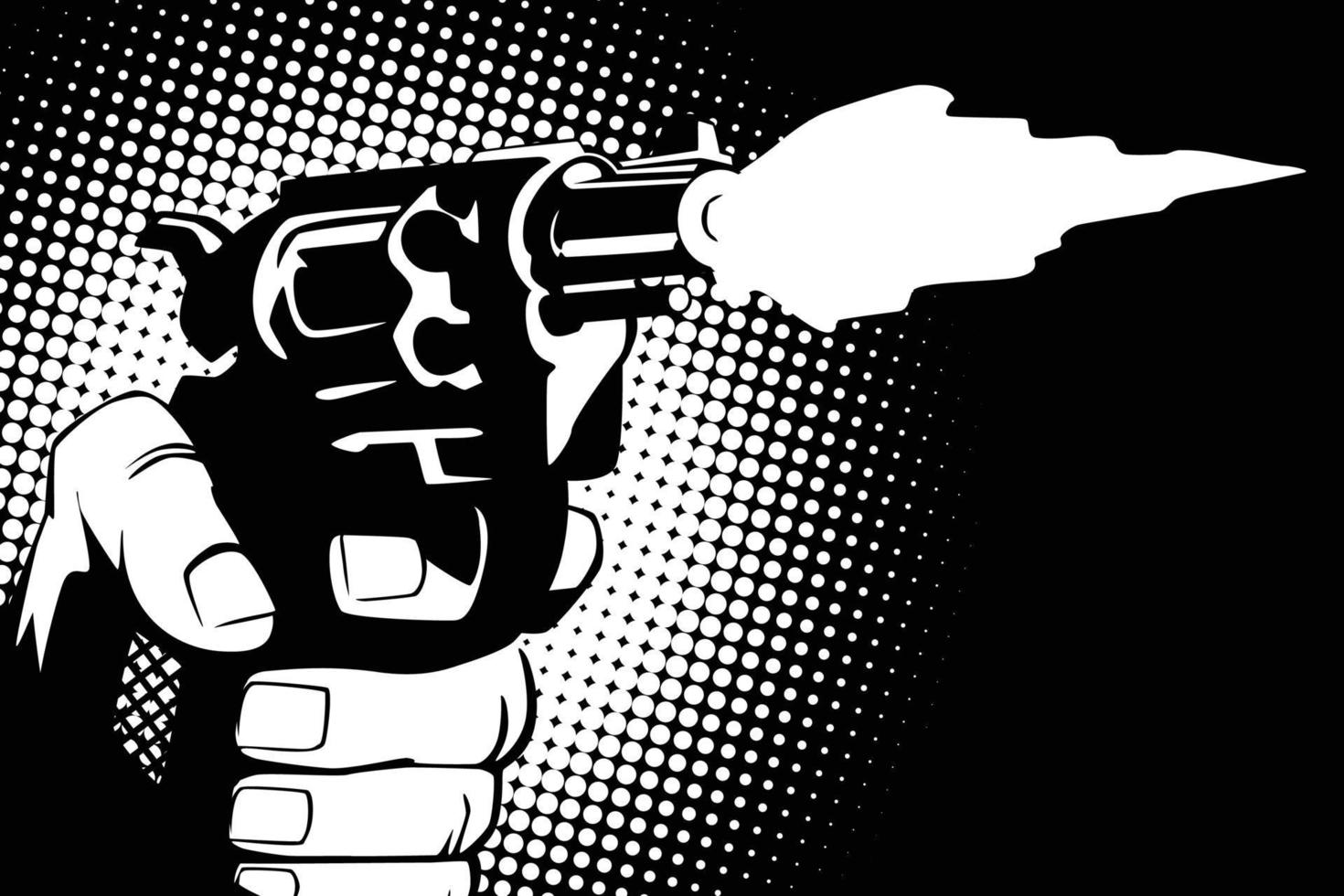 Stock illustration. Hands of people in the style of pop art and old comics. Weapon in hand vector