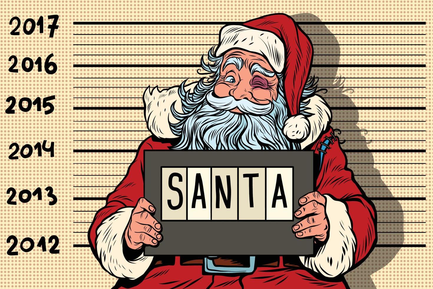 criminal santa claus arrestado, 2017 año nuevo vector