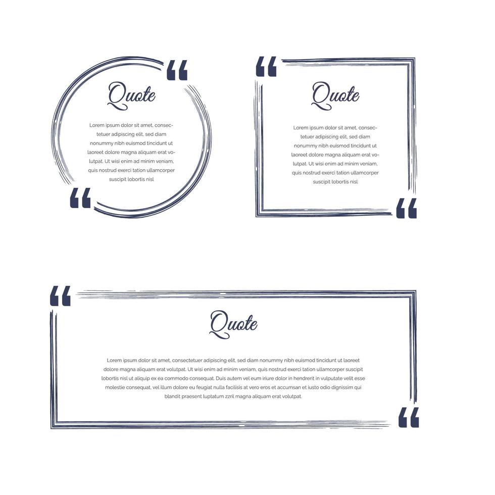 Quote box frame, empty citations speech bubbles. Blank quote box icon. Texting quote isolated on color background vector