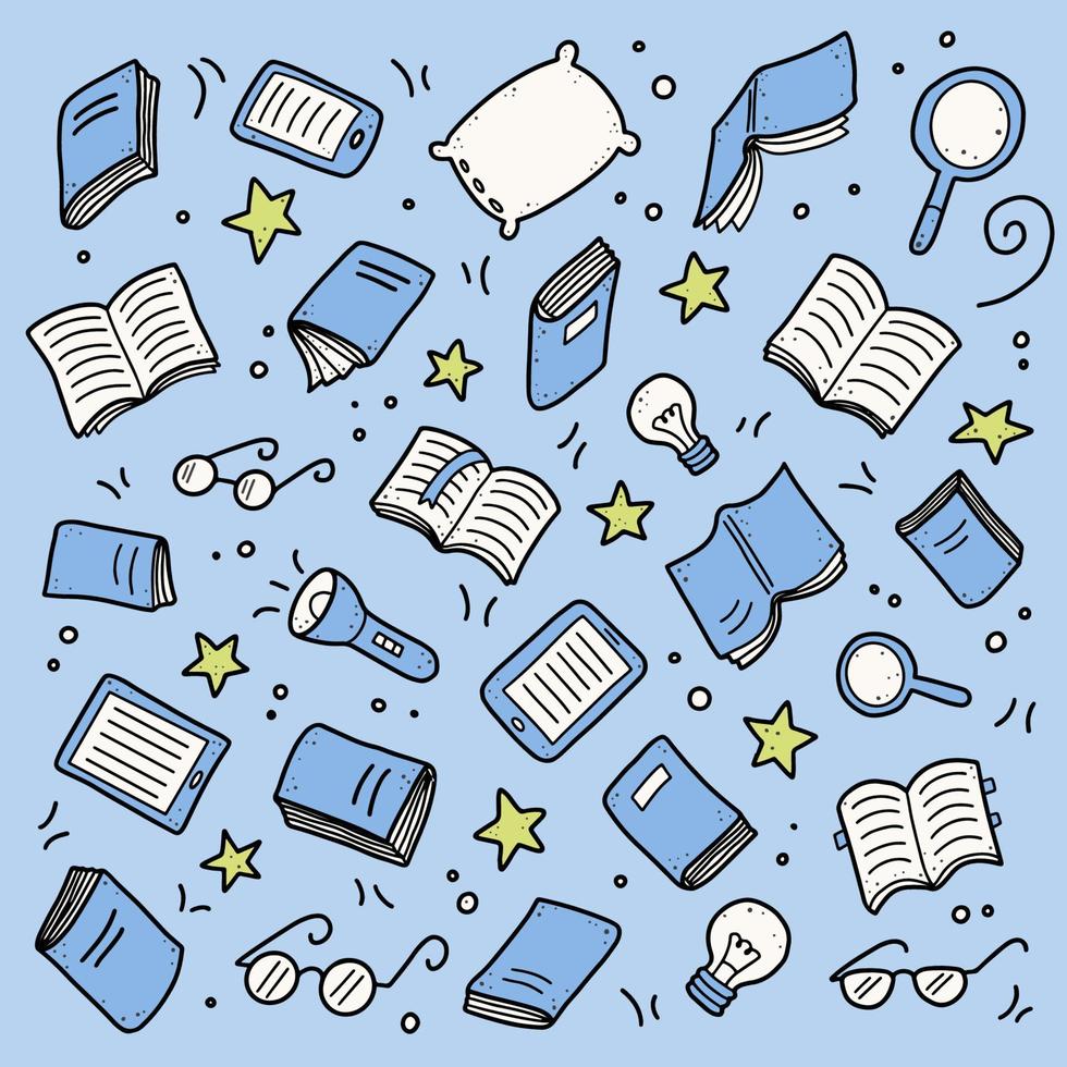 Set of hand drawn book doodle elements vector