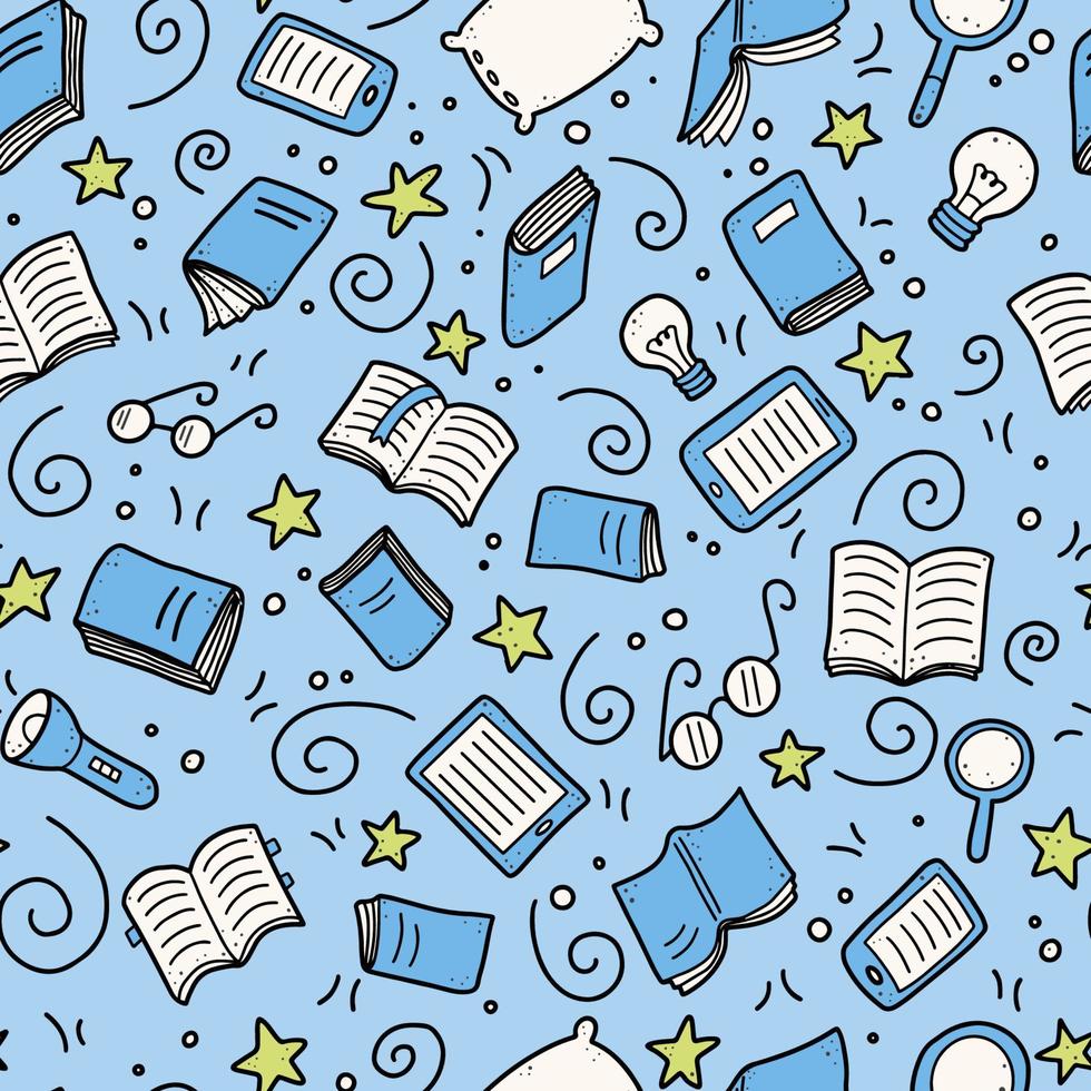 Seamless pattern of hand drawn book. Doodle style vector illustration.