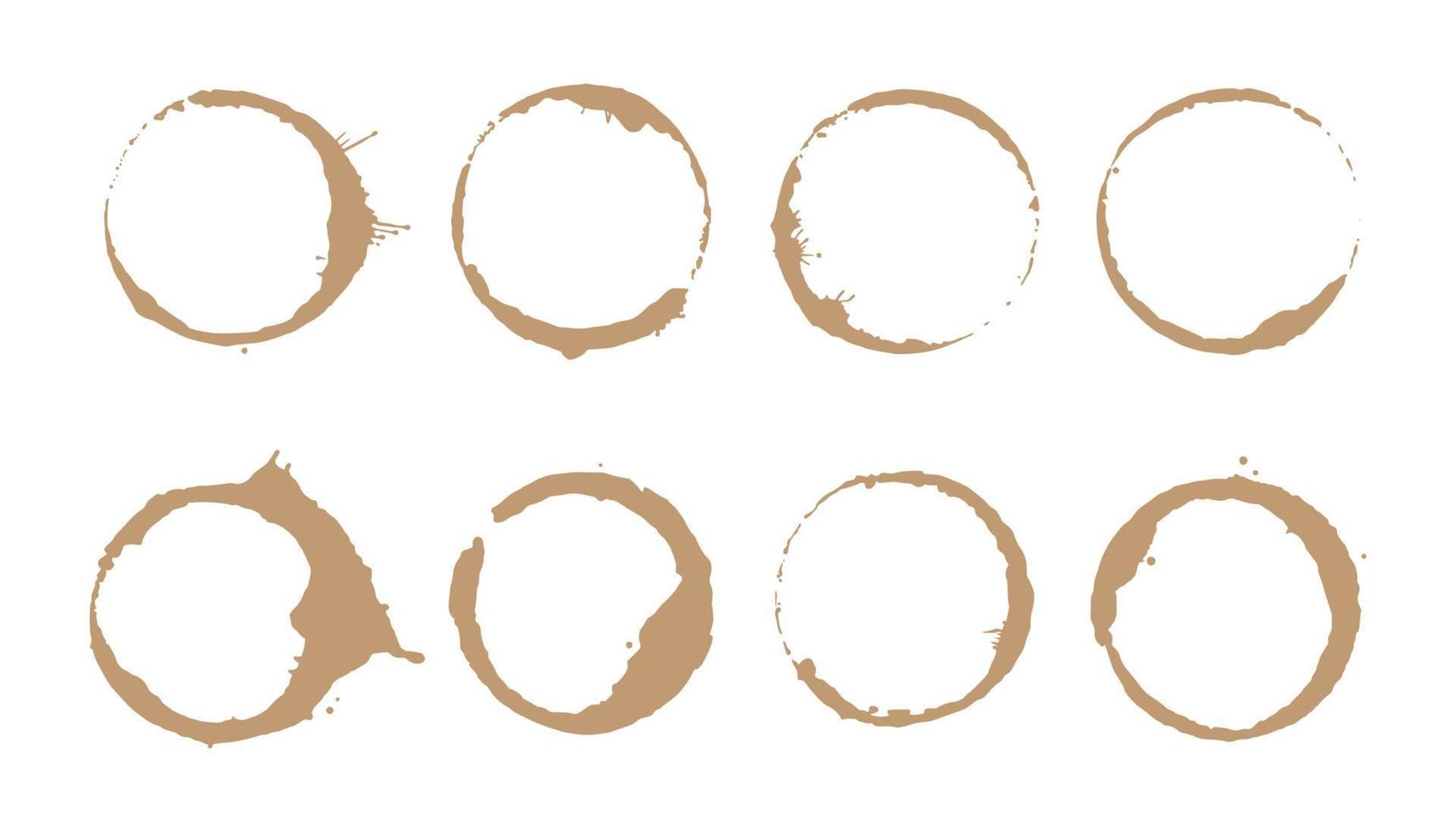 Coffee stain ring set. Vector illustration.