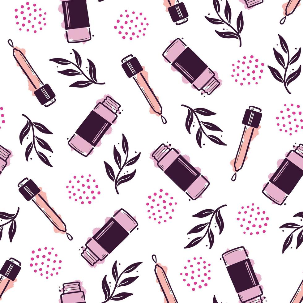 Hand drawn seamless pattern of makeup vector