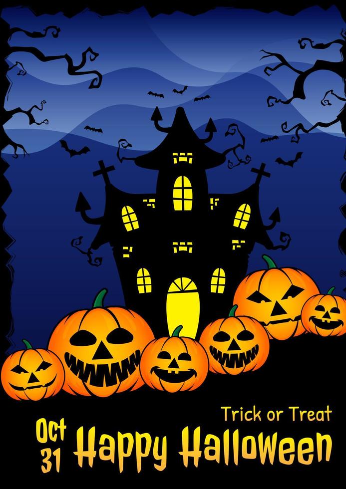 Happy Halloween trick or treat poster. Good for designer create invitation banner or web page. Vector illustration