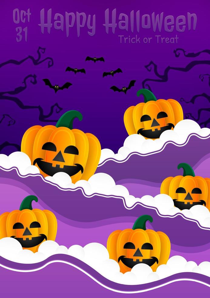 Happy Halloween trick or treat poster. Good for designer create invitation banner or web page. Vector illustration