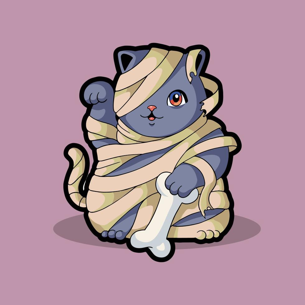 mummy cute cat halloween vector