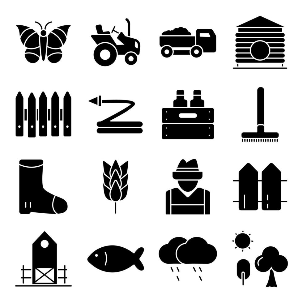 Pack of Nature Solid Icons vector