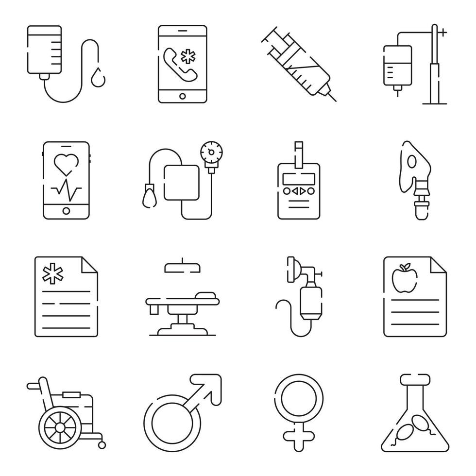 Pack of Healthcare Linear Icons vector