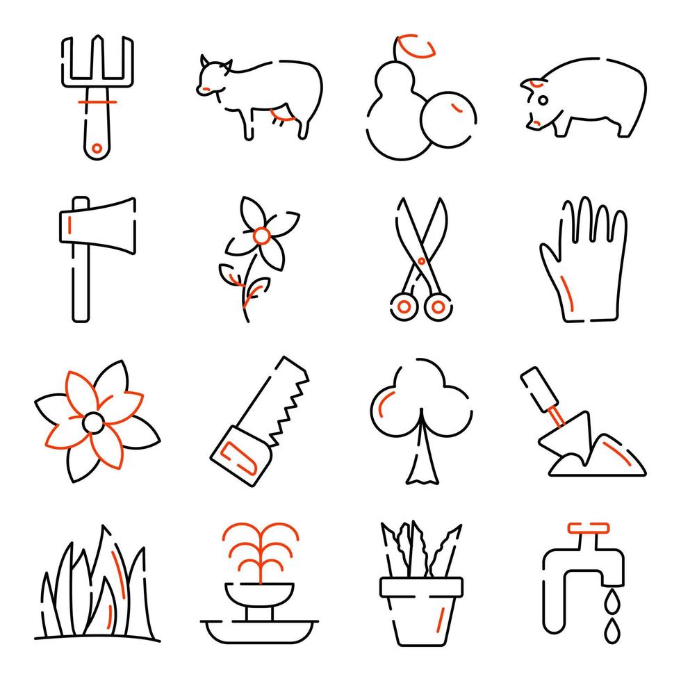 Pack of Organic Farming Linear Icons vector