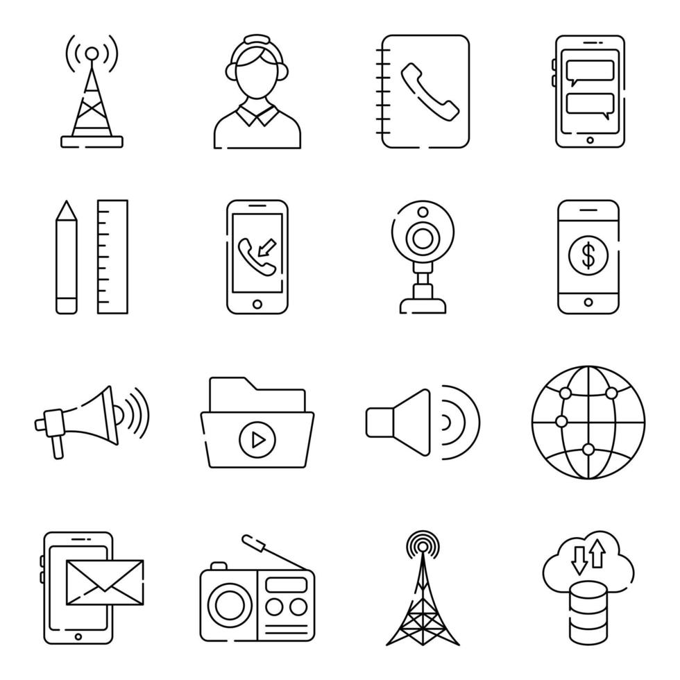 Pack of Network and Technology Linear Icons vector