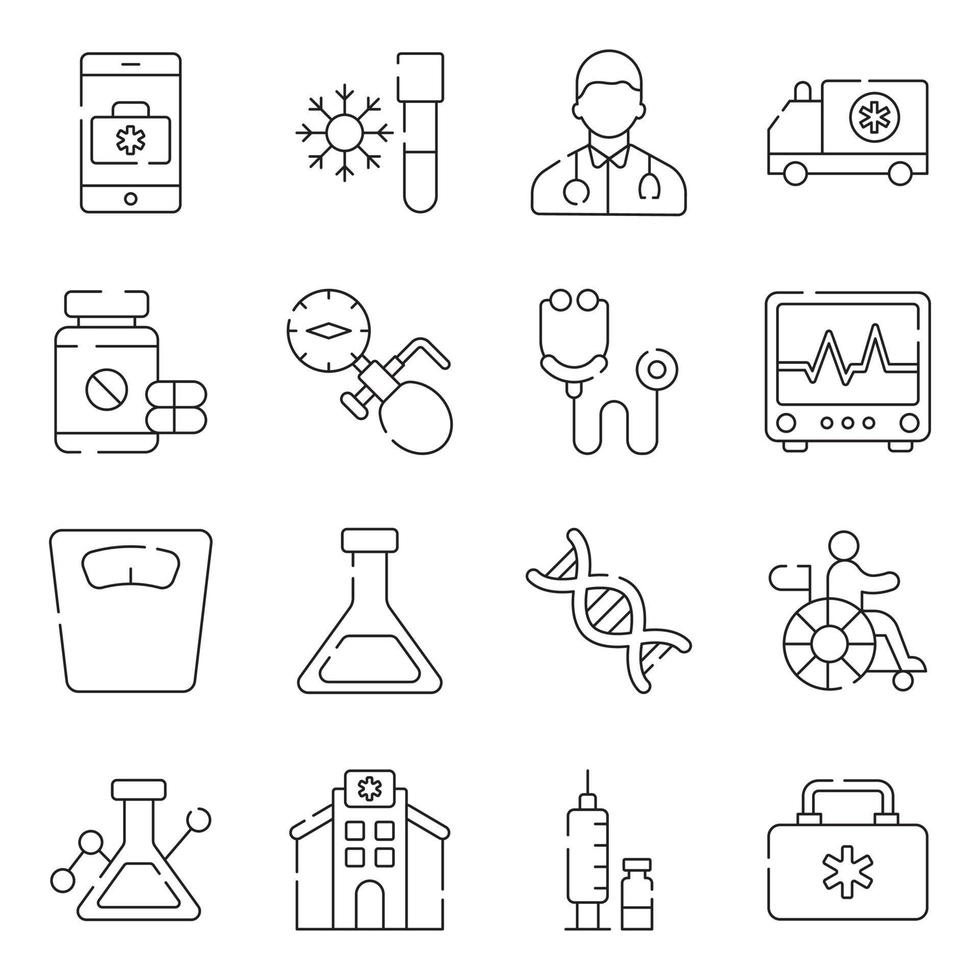 Pack of Medical Linear Icons vector