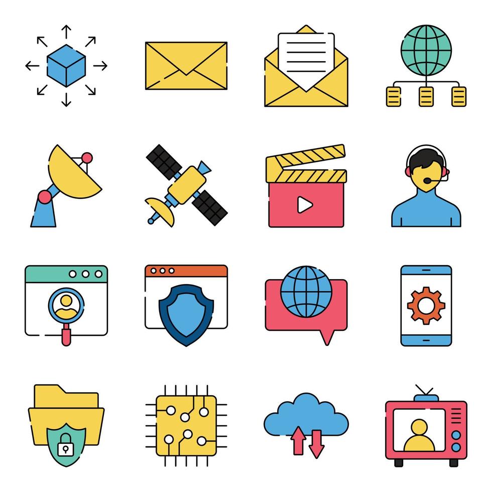 Pack of Networking Flat Icons vector